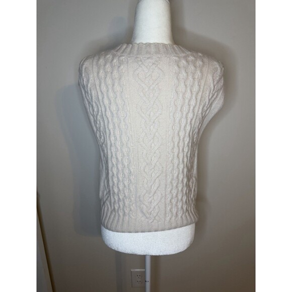 Garnet Hill Cabled Cashmere Cream Sweater Vest XS Quiet Luxury - Picture 5 of 8